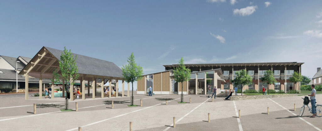 perspective 3D photoréaliste du projet JARDIN D'HIVER mené par OUEST ATELIER D'ARCHITECTURE - Construction d'une résidence séniors à Annoville (50 Manche) dans le cadre de l'appel à idées "Silver Habitat" proposé par la CARSAT Normandie et les CAUE Normands
